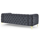 Mobilier-Deco Darcy - Canapé Chesterfield 3 Places en Velours Gris