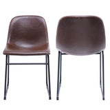 RFIVER Chaise de Salle à Manger de Style Vintage Confortable avec Siège en Cuir PU et Base en Métal Robuste pour Cuisine Salon Lot de 2 Brun BS1003