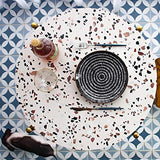 HAOXIANG Table D'appoint De Café À La Maison, Dessus D'effet De Terrazzo Et Jambes en Métal De Finition Blanche, Table De Thé De Support Occasionnel Rond pour,45x55cm