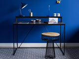 Walter Bureau Design Industriel Laqué Noir Métal et MDF avec Etagère 120 x 63 x 89-75  cm