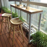 DJ Tabouret de Bar Chaise de Salle à Manger en Bois composée de 2 pièces, siège Ergonomique avec Tapis antidérapant pour Repose-Pieds - Balcon du comptoir du café, Couleur Bois (39 * 40 * 75cm)