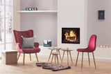 ZONS YPOS Fauteuil en Velours et Pieds en Bois 69x76xH98cm Bordeau
