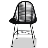 vidaXL 2X Chaise de Salle à Manger Rotin Naturel Noir Fauteuil Meuble de Salon