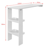 SoBuy® FWT55-W Table de Bar Murale Table Haute de Bar Mange-Debout Cuisine avec 2 étagères de Rangement - Blanc