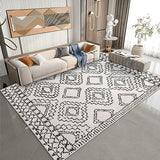 Leesentec Tapis Salon Grand Tapis Abstrait Moderne Tapis à Motif Géométrique Tapis Poil Courts Tapis Doux Chambre Tapis Noir Blanc Beige Ivoire (Ivoire/Noir, 200 * 250cm)