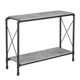 VASAGLE Table de Console, Table d'entrée, Bout de canapé, Imitation béton, Pieds en Fer, 2 Niveaux, pour Couloir, Entrée, Salon, Gris béton LNT83BG