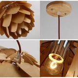 YingZW Décoration Simple Lampe Rétro Bois Naturel Clair Bois tissé à la Main au Plafond en Bois Chambre Salon Plafond Café Bar Couloir,50cm