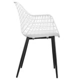 IDIMEX Lot de 4 chaises Lucia pour Salle à Manger ou Cuisine au Design Retro avec accoudoirs, Coque en Plastique Blanc et 4 Pieds en métal laqué Noir