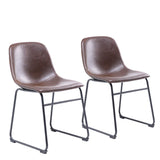 RFIVER Chaise de Salle à Manger de Style Vintage Confortable avec Siège en Cuir PU et Base en Métal Robuste pour Cuisine Salon Lot de 2 Brun BS1003