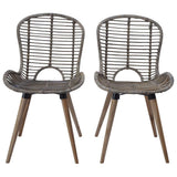YiYueTrade 2 pcs Chaises de Salle à Manger Rotin Naturel Marron