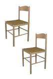 Tommychairs chaises de Design - Set de 2 chaises Pisa 38 pour la Cuisine, Bar et la Salle à Manger, avec Solide Structure en Bois de hêtre Poli, Non traité, 100% Naturel et Assise en Paille