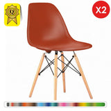 Decopresto 2 x Chaise Design Scandinave Haut: 48 Orange Vintage Pieds Bois Naturel DP-DSWL48-OV-2