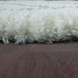 Paco Home Tapis Poils Hauts Moelleux Moderne Shaggy Style Flokati Motif Losange Crème, Dimension:160x230 cm