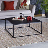 IDIMEX Table Basse HILAR Table de Salon Grande Table d'appoint Design Retro Vintage Industriel, Plateau carré de 80 x 80 cm en métal laqué Noir