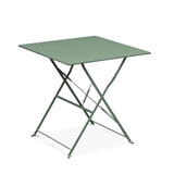Salon de Jardin bistrot Pliable - Emilia carré Vert de Gris - Table 70x70cm avec Deux chaises Pliantes, Acier thermolaqué