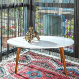 Table basse, table basse ronde de style moderne pour salon, table d'appoint ovale moderne, tables basses pour salon, table d'appoint, table centrale pour salon, table de canapé (blanc)