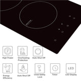 NOXTON Plaque de Cuisson à Induction Encastrable Cuiseur de Table électrique 2 foyers de Cuisson en Verre Noir Avec Capteur Contrôles Tactiles