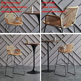 HPTK Tabouret De Bar, Lot De 2, Tabouret De Bar en Rotin Tissé À La Main, Chaise De Comptoir avec Dossier, Tabourets De Salle À Manger pour Le Petit-déjeuner, pour Piscine/Café/Cuisine