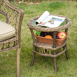 Outsunny Ensemble Bistro de Jardin Style bohème Chic 2 fauteuils avec Coussins + Table Basse résine tressée Beige