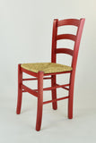 Tommychairs - Set 2 chaises Venezia pour la Cuisine, Bar et la Salle à Manger avec Structure en Bois Coleur Aniline Rouge et Assise en Paille