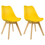 WOLTU 2 Chaises de Salle à Manger Cuisine/Salon chaises,Design en Similicuir et Bois Massif,Jaune BH29gb-2