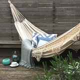 Ivoire blanc toile hamac brésilien double extra-large glands extérieur jardin Camping portable crème naturelle