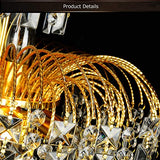 Ridgeyard Lustre en Cristal 3 Lumineux Chaîne Réglable Moderne Style Goutte de Cristal K5 Eclairage LED de Plafonnier Plafond pour chambre salon couloir,7 Niveaux, Or