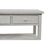 Meuble Console Bois Cerusé Blanc 3 Tiroirs 110x38x45cm - Décorations d'Autrefois