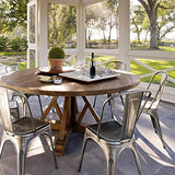 Yaheetech Chaise de Salle à Manger Lot de 4 Industrielle Tabouret de Cuisine Moderne 45 cm H Empilable avec Dossier Jardin Balcon Bistrot Café Salon Exterieur Interieur Couleur de Metal