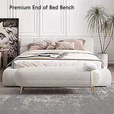 CJGKDJS Banc Ottoman Luxueux, Banc de Bout de Lit en Velours Siège de Banc Rembourré Confortable, Banc de Chambre À Coucher Moderne Banc D'Entrée,Blanc,110X50X42Cm, 110x50x42cm(43x20x17inch)