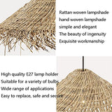 COBOTA Lustre Chapeau De Paille Rétro Industriel Suspension Rotin Chambre Pastorale Lustres Restaurant Ferme Abat-Jour Suspendu Couleur Primaire Irrégulière Plafonniers Couloir Rustiques 23.6in