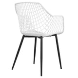 IDIMEX Lot de 4 chaises Lucia pour Salle à Manger ou Cuisine au Design Retro avec accoudoirs, Coque en Plastique Blanc et 4 Pieds en métal laqué Noir