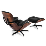 Ukiki Chaise Longue Ottomane Au Milieu du Siècle Moderne Design Classique Chaise Longue en Placage de Noyer Contreplaqué Moulé Fauteuil de Salon en Cuir PU Repose Pieds Ottoman