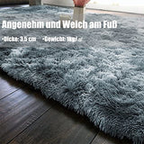 Swsen Tapis Salon Shaggy Longs Super Doux - Tapis Shaggy Moelleux Dessous Antidérapant - Tapis Chambre Moderne Lavable à Poils Longs 160 x 200 cm, Vert Foncé