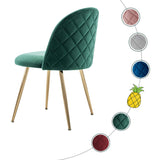 Wahson Chaises Salon en Velours Doux avec Pieds en métal plaqué Or Réglables, Lot de 2 Chaises pour Salon/Chambre à Coucher/Cuisine/Vanity,Vert