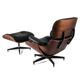 Ukiki Chaise Longue Ottomane Au Milieu du Siècle Moderne Design Classique Chaise Longue en Placage de Noyer Contreplaqué Moulé Fauteuil de Salon en Cuir PU Repose Pieds Ottoman