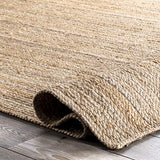 nuLOOM Tapis de sol Collection Rigo, en toile de Jute, tissé à la Main, style campagne, 180 cm, Rond