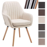 CLP Chaise de Salle à Manger Confortable Florian Rembourré Revêtement en Tissu - Chaise Visiteur avec Un Design Retro Accoudoirs et Pieds en Bois - Couleurs au Choix: Crème, Nature
