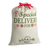 Sac de noel cadeau Santa Sacks Personnalisé Toile de jute Extra Large 19.7" X 26.8" Avec cordon rouge pour Noël présente des décorations de cadeaux de Noël et des cadeaux de fête (Grand)