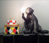 Lampe de table Singe en résine 34 * 30 * 42cm (Couleur : NOIR)