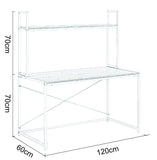 WOLTU TSB09hei Bureau d'ordinateur table de bureau à domicile station de travail en bois et acier,environ 120x60x140cm,Chêne clair+Blanc