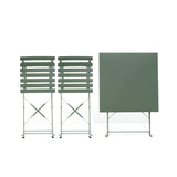 Salon de Jardin bistrot Pliable - Emilia carré Vert de Gris - Table 70x70cm avec Deux chaises Pliantes, Acier thermolaqué