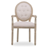 INTENSEDECO Fauteuil médaillon capitonné Louis XVI Tissu Beige