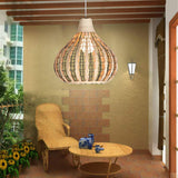 Rotin Lampe Suspendue Suspension Rétro Creative Handwoven Suspensions Réglables Lustre Décoratif Hauteur E27 Restaurant Chambre Salon Café Bar Lampes Suspendues Couloir Magasin,Beige