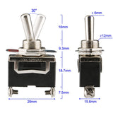 Gebildet Interrupteur à Bascule AC125V 10A / AC250V 6A, SPST Métal Interrupteur à Levier, on/Off 2 Positions 2 Broches, pour Voiture Tableau de Bord Lumière (Pack de 6, Noir)