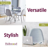 Hallowood Furniture Cullompton Lot de 4 chaises de salle à manger rembourrées en tissu gris avec pieds en métal robuste finition argentée pour salle à manger, chaises modernes et élégantes pour la