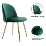 Wahson Chaises Salon en Velours Doux avec Pieds en métal plaqué Or Réglables, Lot de 2 Chaises pour Salon/Chambre à Coucher/Cuisine/Vanity,Vert