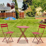 Outsunny Salon de Jardin Bistro Pliable - Table Ronde Ø 60 cm avec 2 chaises Pliantes - Acier thermolaqué Rouge