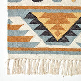 HOMESCAPES - Tapis Kilim en Laine à Motif géométrique Jaune, Fabrication Artisanale - Agra - 120 x 170 cm