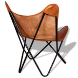 vidaXL Chaise Papillon Cuir véritable Mobilier de Salon Chaise de Bureau Marron